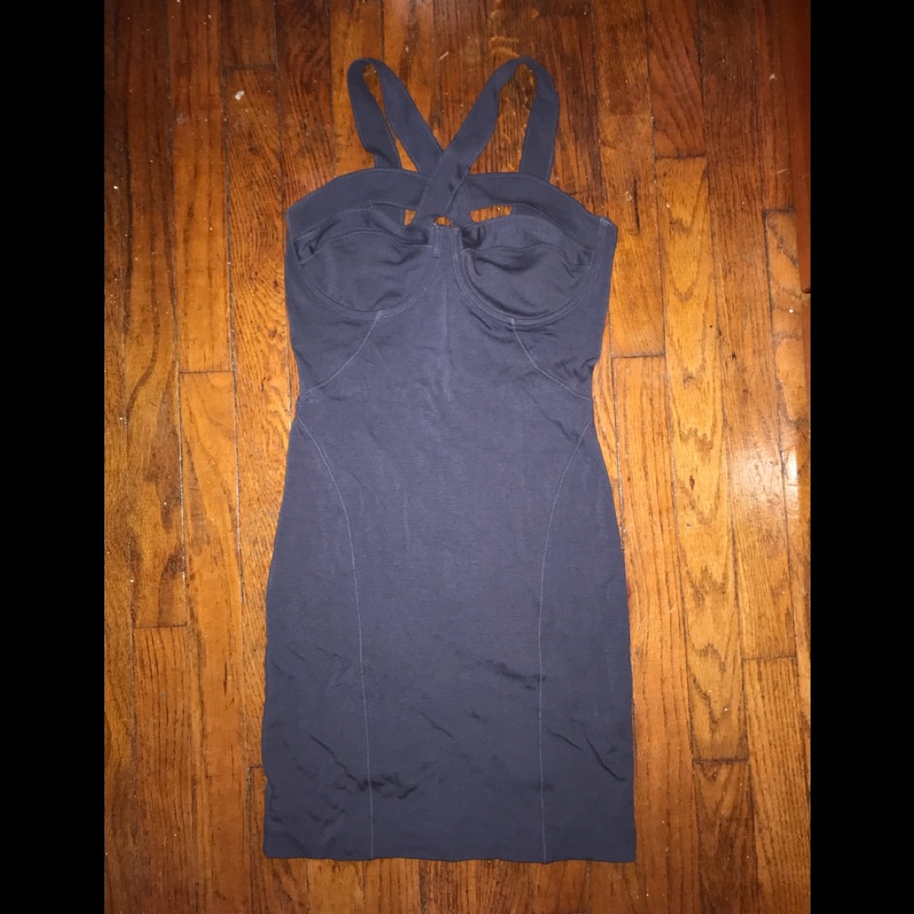 H&M bodycon seam details cutout grey dress sz M